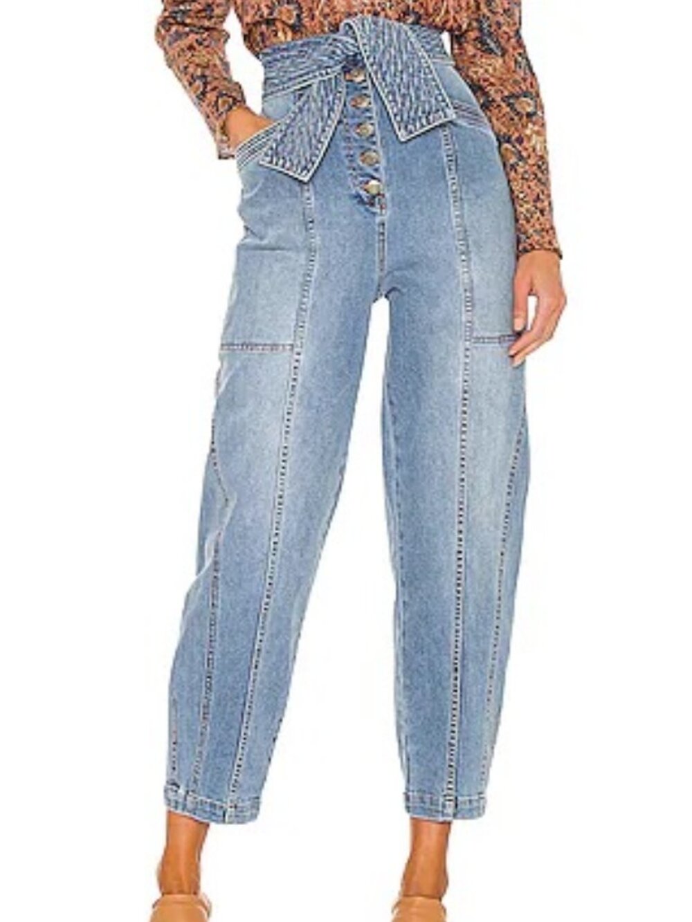 Ulla Johnson Otto Bowed Barrel Leg Jean